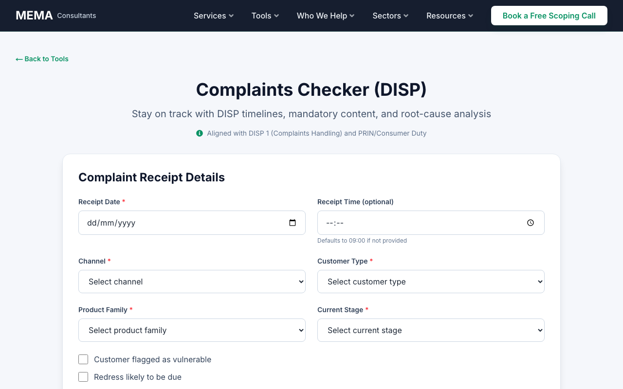 The Complaints Checker (DISP) tool