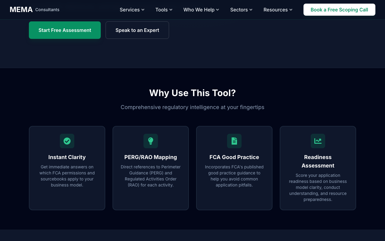 The Regulatory Perimeter Assessment tool