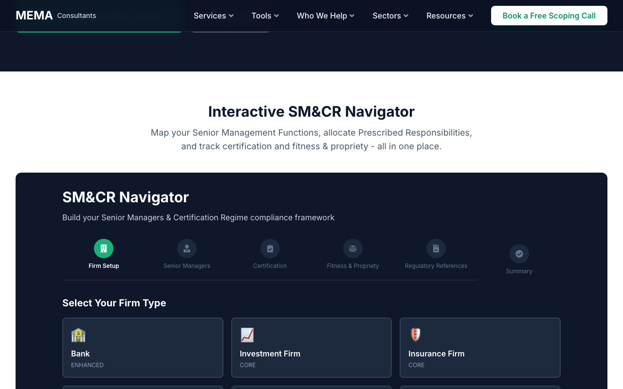 The SM&CR Navigator tool